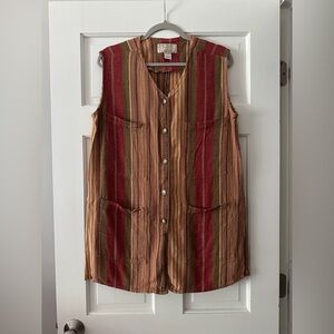 Vintage Compagnie Internationale Express Linen Woven Sleeveless Button Down Vest